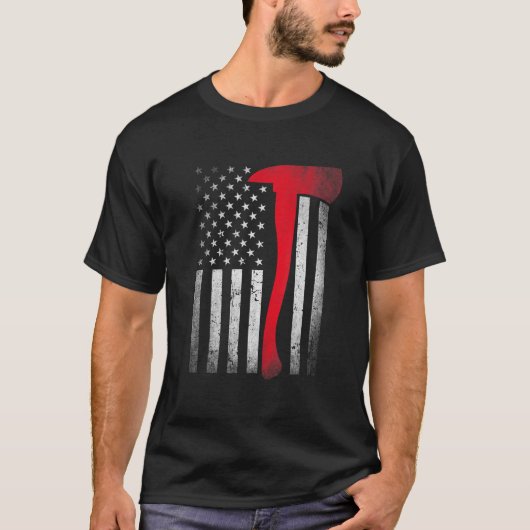 Patriottische brandweerman, Vuurman, Amerikaanse v T-shirt (Voorkant)