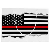 Patriottische brandweerstijl Amerikaanse vlag Large Cadeautasje (Achterkant)