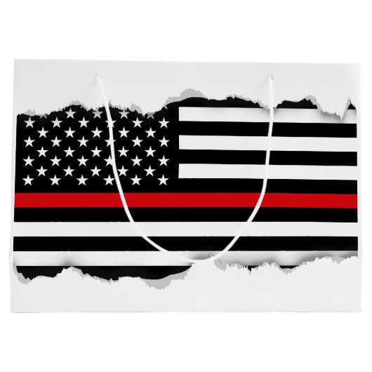 Patriottische brandweerstijl Amerikaanse vlag Large Cadeautasje (Achterkant)