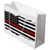 Patriottische brandweerstijl Amerikaanse vlag Large Cadeautasje (Voorkant Gekanteld)