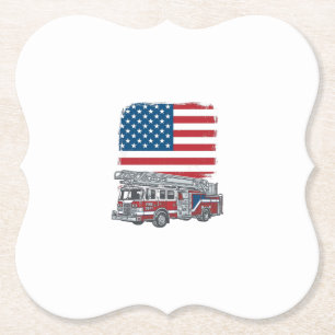 Patriottische brandweerwagen Amerikaanse vlag vint Kartonnen Onderzetters