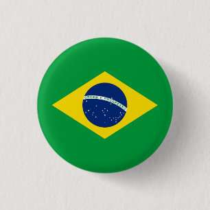 Patriottische Braziliaanse vlag Ronde Button 3,2 Cm