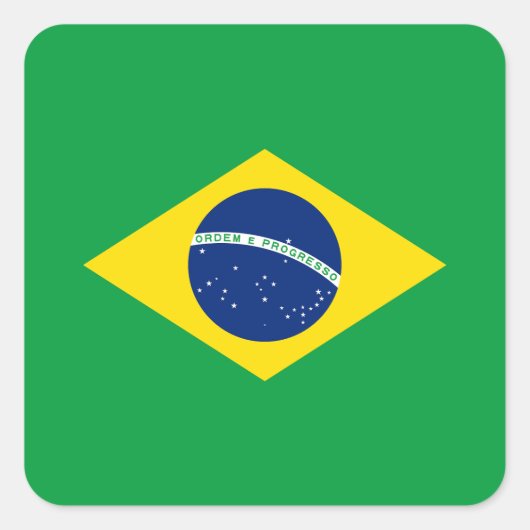 Patriottische Braziliaanse vlag Vierkante Sticker (Voorkant)