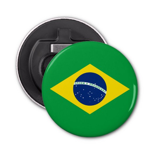 Patriottische Braziliaanse vlaggenflessenopening Button Flesopener (Voorkant)
