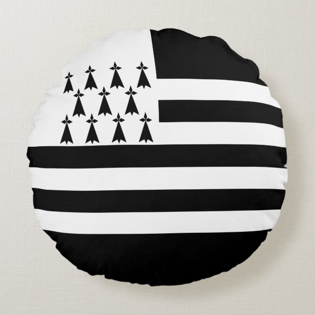 Patriottische Bretonse Vlag Rond Kussen (Voorkant)