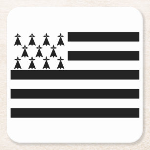 Patriottische Bretonse Vlag Vierkante Papieren Coa Kartonnen Onderzetters