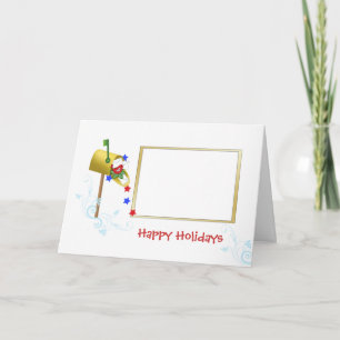 Patriottische brievenbus met rode vogel kerstfoto feestdagen kaart