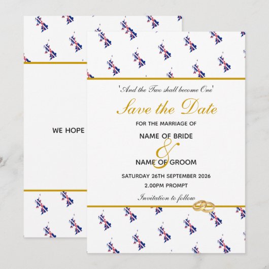 Patriottische Britse Unie JACK Kaart Trouwen (Voorkant / Achterkant)