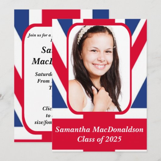 Patriottische Britse vlag foto afstuderen Kaart (Voorkant / Achterkant)