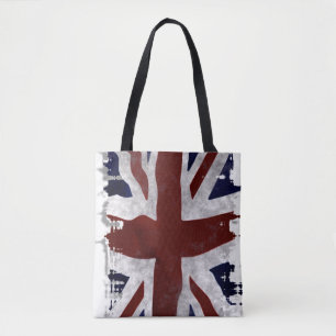 Patriottische Britse vlag in grunge stijl Tote Bag