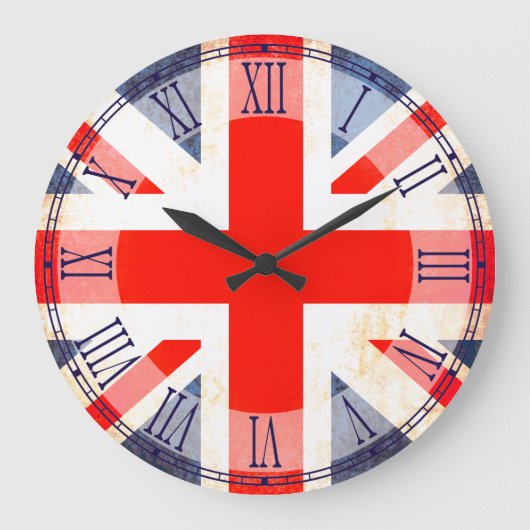 Patriottische Britse vlag roman numerieke wall klo Grote Klok (Voorkant)
