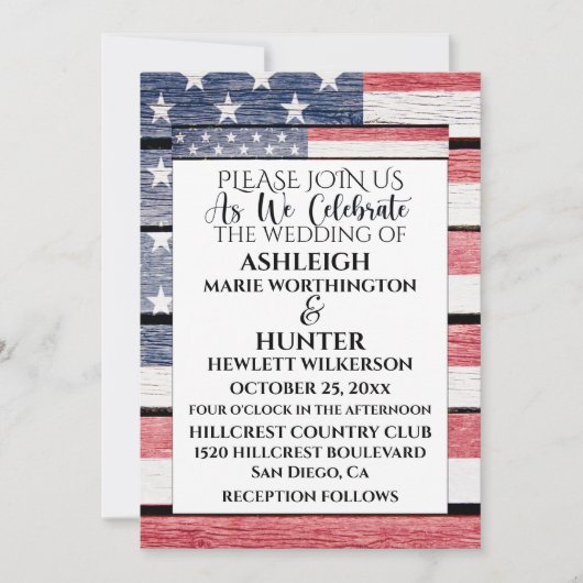 Patriottische bruiloft uitnodiging Sjabloon (Voorkant)