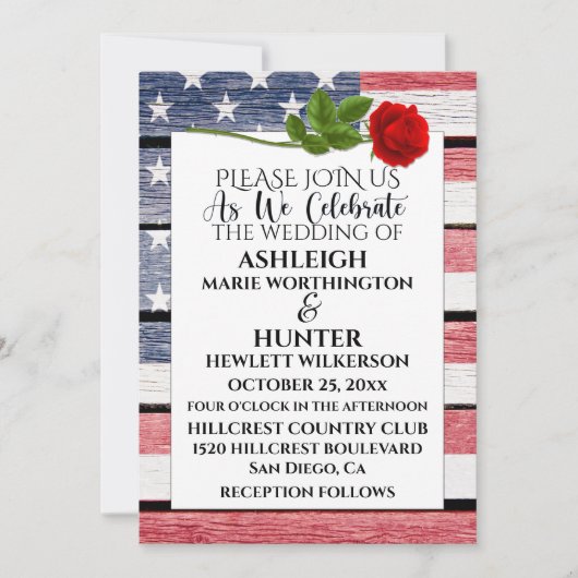 Patriottische bruiloft uitnodiging Sjabloon (Voorkant)