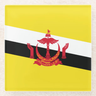 Patriottische Brunei-vlag glas coaster Glazen Onderzetter
