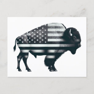 Patriottische Buffalo Amerikaanse vlag Briefkaart