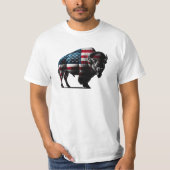 Patriottische Buffalo Amerikaanse vlag T-shirt (Voorkant)