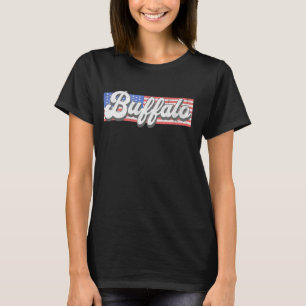 Patriottische Buffalo Verenigde Staten Vlag Streep T-shirt