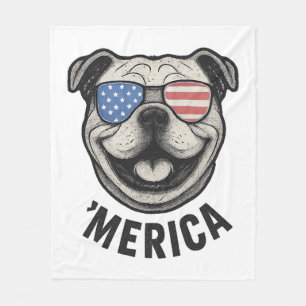Patriottische Bulldog 'AMERIKA - VS Vlag Zonnebril Fleece Deken