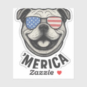 Patriottische Bulldog 'AMERIKA - VS Vlag Zonnebril Sticker (Vel)