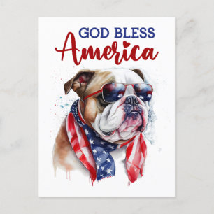 Patriottische Bulldog, God zegene Amerika Briefkaa Briefkaart