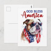 Patriottische Bulldog, God zegene Amerika Briefkaa Briefkaart (Voorkant / Achterkant)