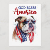 Patriottische Bulldog, God zegene Amerika Briefkaa Briefkaart (Voorkant)