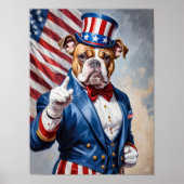 Patriottische Bulldog in Uncle Sam pose Poster (Voorkant)