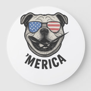 Patriottische Bulldog 'MERICA � USA Vlag Zonnebril Grote Klok