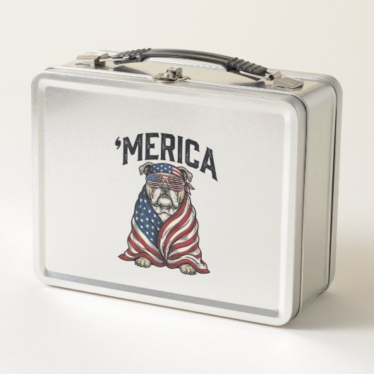 Patriottische Bulldog 'Merica Vintage Vector T-shi (Voorkant)