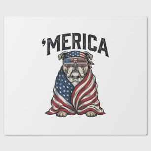 Patriottische Bulldog 'Merica Vintage Vector T-shi Cadeaupapier