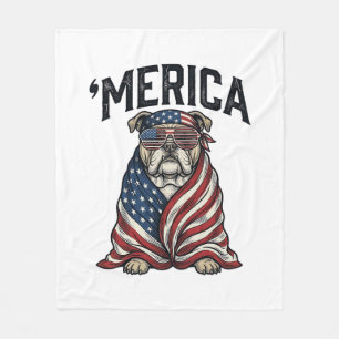 Patriottische Bulldog 'Merica Vintage Vector T-shi Fleece Deken