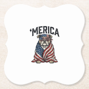 Patriottische Bulldog 'Merica Vintage Vector T-shi Kartonnen Onderzetters