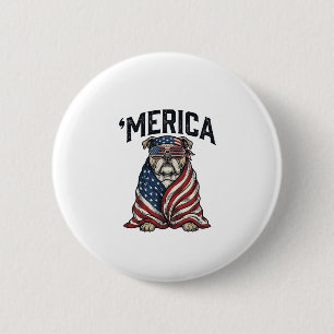 Patriottische Bulldog 'Merica Vintage Vector T-shi Ronde Button 5,7 Cm