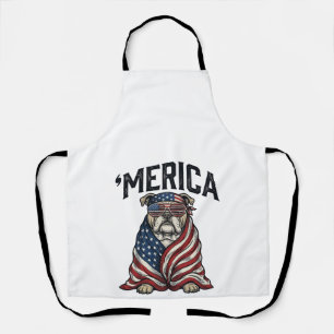 Patriottische Bulldog 'Merica Vintage Vector T-shi Schort