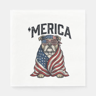 Patriottische Bulldog 'Merica Vintage Vector T-shi Servet