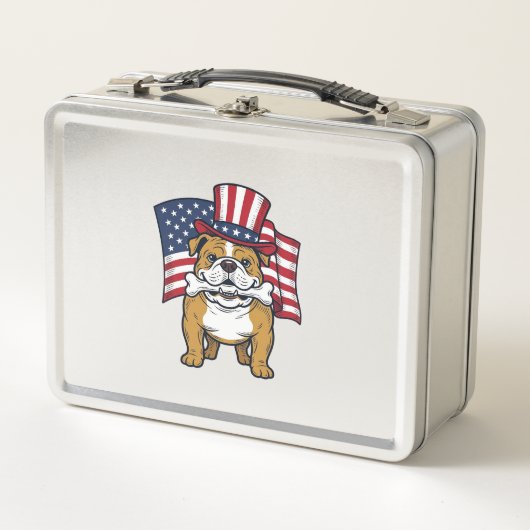 Patriottische Bulldog Met Vlag Vectorontwerp_1 (Voorkant)