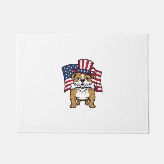 Patriottische Bulldog Met Vlag Vectorontwerp_1 Deurmat (Voorkant)