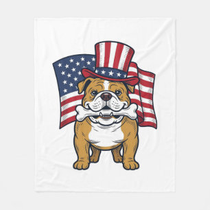 Patriottische Bulldog Met Vlag Vectorontwerp_1 Fleece Deken