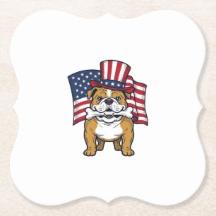 Patriottische Bulldog Met Vlag Vectorontwerp_1 Kartonnen Onderzetters