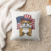 Patriottische Bulldog Met Vlag Vectorontwerp_1 Kussen (Deken)