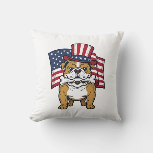 Patriottische Bulldog Met Vlag Vectorontwerp_1 Kussen (Voorkant)
