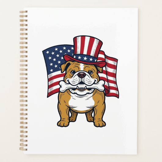 Patriottische Bulldog Met Vlag Vectorontwerp_1 Planner (Voorkant)