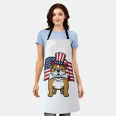 Patriottische Bulldog Met Vlag Vectorontwerp_1 Schort (Gedragen)
