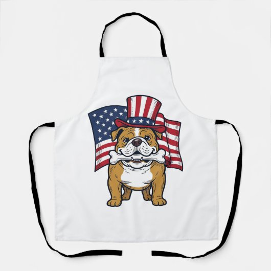 Patriottische Bulldog Met Vlag Vectorontwerp_1 Schort (Voorkant)