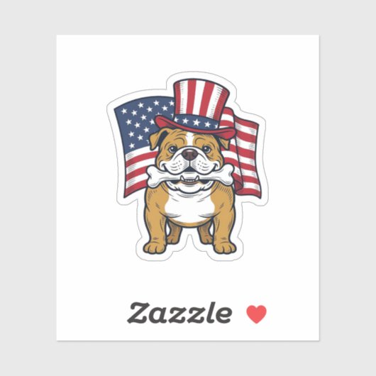 Patriottische Bulldog Met Vlag Vectorontwerp_1 Sticker (Vel)