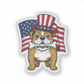 Patriottische Bulldog Met Vlag Vectorontwerp_1 Sticker (Voorkant)