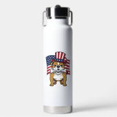 Patriottische Bulldog Met Vlag Vectorontwerp_1 Waterfles (Voorkant)