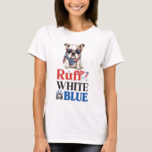 Patriottische Bulldog Ruff Wit & Blauw T-shirt (Voorkant)