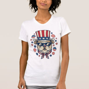 Patriottische Bulldog Vintage Gravure Shirt Ontwer