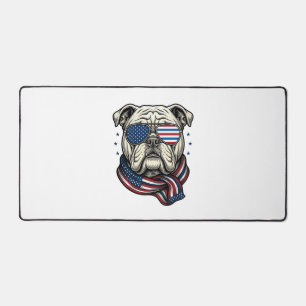 Patriottische Bulldog Vintage Gravure Shirt Ontwer Bureaumat